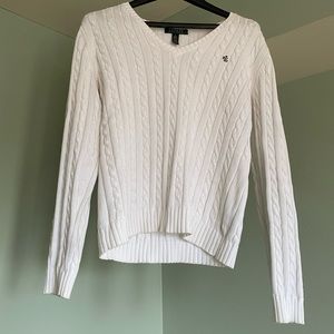 Lauren Ralph Lauren White V Neck Sweater
